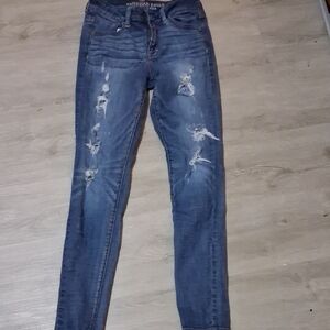 American Eagle Outfitters Women's Ripped Blue Skinny Jeans